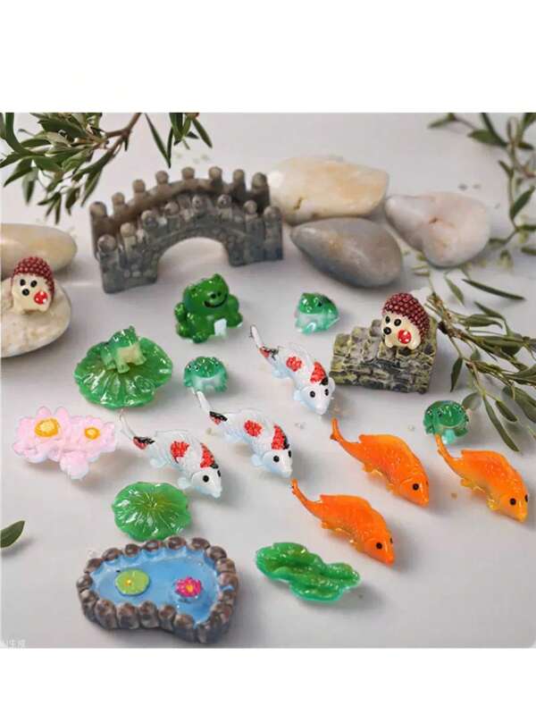 10pcs Random High-Selling Resin Frog Figurines, Micro-Landscape Decor Ornaments