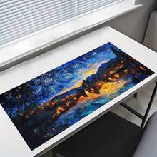 1 buc. Mouse Pad extins pentru jocuri, anti-alunecare, design cu model de artă cu cer înstelat, covoraș de birou durabil, cu margini cusute precise, potrivit pentru sporturi, computer și birou, covoraș de masă, covoraș pentru insulă