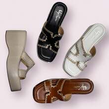 Women's Fashion Wedge Casual Slip-On Sandals - Beige - View 3