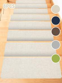 8 PIEZAS Pisadas antideslizantes para escaleras - Alfombras adhesivas de doble cara para escalones de madera/concreto, interior/exterior, almohadillas de seguridad con reducción de ruido (instalación sin taladro)