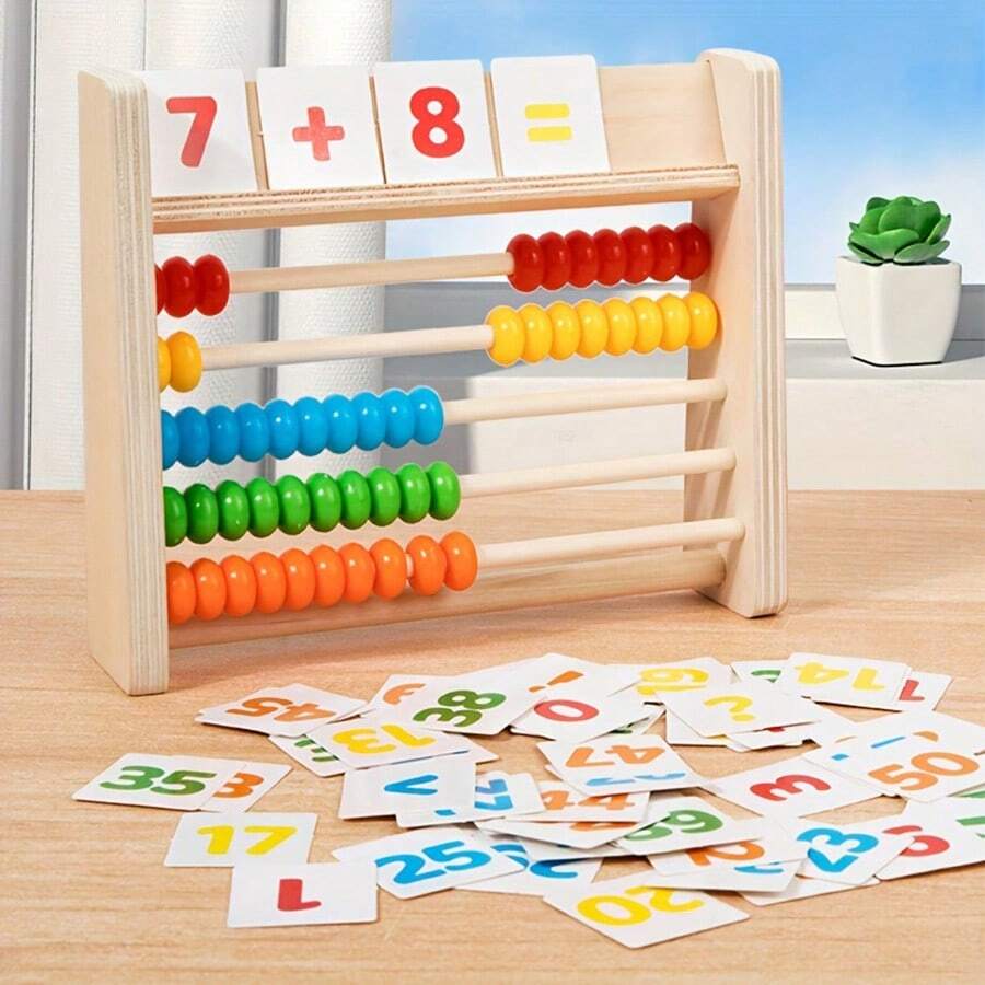 Marco de conteo matemático de 5 dígitos, juguete de ábaco para educación matemática temprana para estudiantes de preescolar y primaria