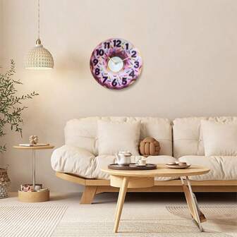1 pieza Reloj de pared de cristal templado moderno y minimalista de 30cm con diseño de rosquilla para la sala de estar, dormitorio, gran regalo para el Día de Acción de Gracias, Navidad y Año Nuevo