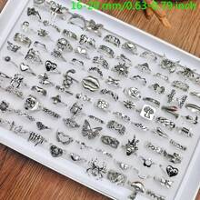 38pcs/Pack Vintage Black Drip Oil Alloy Rings Set, Punk Hip Hop Mixed Style Couples Rings For Party Weddings Everyday Jewelry, Random Delivery In OPP Bag