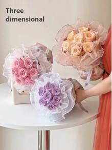 1 Roll/1M 12cm Densely Pleated Beaded Tulle Lace Ribbon, Crafts Packaging Satin Ribbon, Sparkly Pearl Ruffle Organza Ribbon For Flower Bouquet, Floral Shop Packaging Materials, Pearl Ruffle Organza Edging For Flower Bouquet DIY