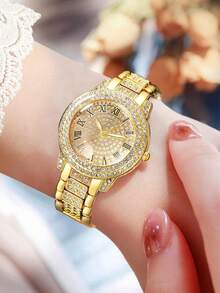 Quà tặng Ngày của Mẹ, Bộ trang sức đồng hồ nữ, Phong cách thanh lịch thường ngày, Thời trang tinh tế, Đồng hồ thạch anh mặt số đẹp, Dây chuyền mặt dây, Hoa tai, Nhẫn và Vòng tay, Thích hợp để đeo hàng ngày, Quà sinh nhật, Quà tựu trường, Lễ Tạ ơn và các dịp lãng mạn, Món quà hoàn hảo (Không bao gồm hộp quà) - Vàng - Xem 4