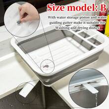 Un escurreplatos de cocina que ahorra espacio - Un escurridor de lavavajillas, escurridor de bols, estante para cubiertos y estantería de almacenamiento plegable para uso hotelero/comercial. - Gris - Ver 5