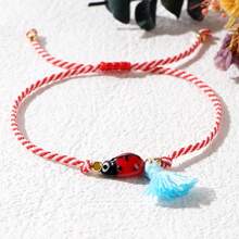 1 pièce Bracelet de la série Martis en marbre synthétique turquoise de 3 mm avec perle de cuivre et coccinelle. Nouveauté 2025 pour elle et lui