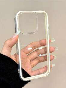 极简厚白边透明手机壳适用于 16 Pro Max/16/16 Pro/16 Plus/15/15 Pro Max/15 Pro/11/12/13/14 Pro Max/11 Pro Max/12 Pro/12 Pro Max/13 Pro/13 Pro Max/14 Pro/14 Pro Max/16E 软壳 - 白色-加厚 - 查看 3