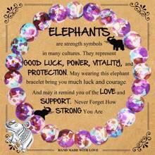 1PC Elephant Gift For Women Friend, Elephant Pendant Bracelet With Blessing Card Gifts For Daughter Son Niece Nephew Friend And Mom Dad, Exquisite Bohemian Style Bracelet Gifts For Elephant Lovers