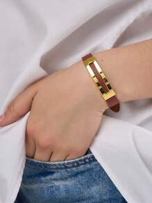 1 Stück PU Leder Armband, neues elegantes Design mit verstellbarer Schnalle, geeignet als Geschenk und für den täglichen Gebrauch