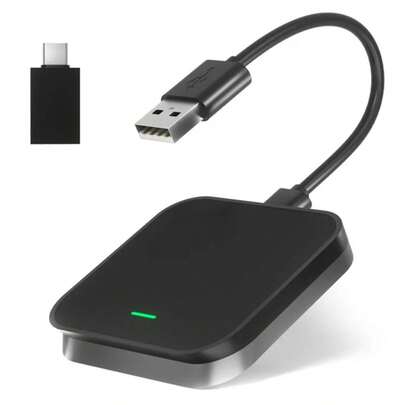  Adaptador Sem Fios Klack para CarPlay e Android Auto – Conexão automática ao ecrã inteligente do carro sem necessidade de cabos, Bluetooth 5.0 e Alta Velocidade de 5,8 GHz Entrega em 24/48 horas