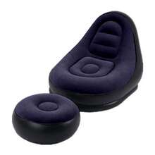 Poltrona Inflável Com Puff Lounge Descanso Com Bomba Confortável Relaxar - Roxo - Visão 3