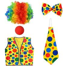 Halloween Clown Cosplay Adult Performance Set Costume Clown Suit Cosplay Wig Set - Multicolor - View 14
