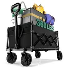 Collapsible Folding Wagon Cart – 350lbs Heavy-Duty Utility Wagon, 150L Large Cap