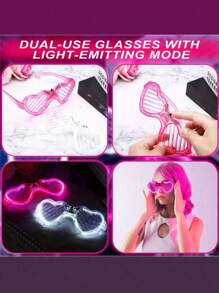 Gafas con forma de corazón con LED para suministros de fiesta en la oscuridad, gafas de sol con forma de corazón con LED, gafas luminosas, suministros de fiesta que brillan en la oscuridad, gafas con LED neón que brillan, gafas con LED para suministros de fiesta que brillan en la oscuridad, gafas de sol brillantes, suministros para fiestas al por mayor, fiestas de carnaval, Hawái, temporada de graduación, decoraciones para fiestas de cumpleaños, suministros para fiestas solteras