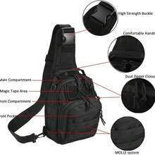 Tactical Backpack - Multi-Functional Outdoor Sports Chest Bag, Shoulder Crossbody Bag, Durable Zipper Closure, Oxford Cloth Material, Adjustable Strap, Fitness, Hiking, Fishing Can Be - 黑色 - 查看 4