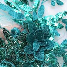 1pc 3D Lace Flower Embroidered Floral Patch, Green & Purple, Decoration For Wedding Dresses, Garments - Multicolor - View 7