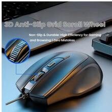 HP M150 USB-Maus mit Kabel, ultraleises Design, Doppelfunktion für Business und Gaming, ergonomisches, rutschfestes Rad, Computer-Notebook, Büro- und Heimperipheriegeräte, schwarz, Audioversion