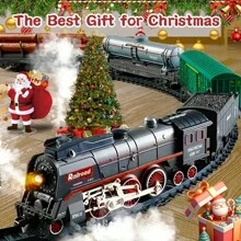 Luksusowy zestaw pociągów elektrycznych dla dzieci ze światłami i dźwiękami – zabytkowy parowóz i długie tory, edukacyjna zabawka na prezent dla chłopców