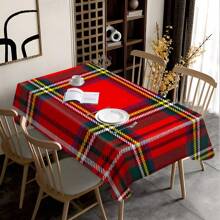 1/20PCs Tablecloth With Line Grid Printed Design, Rectangular Tablecloth, Perfect For Picnics, Camping, Weddings, Birthday Parties, Restaurants, And Buffet Dinners