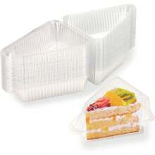 50Pcs Thicken Individual Cake Slice Containers,5 Inch Pie Slice Containers Disposable,Individual Cheesecake Containers,Plastic Boxes Take Out Packaging, Bakery And Cafe Cake Carriers-Ygh - 1 - View 1
