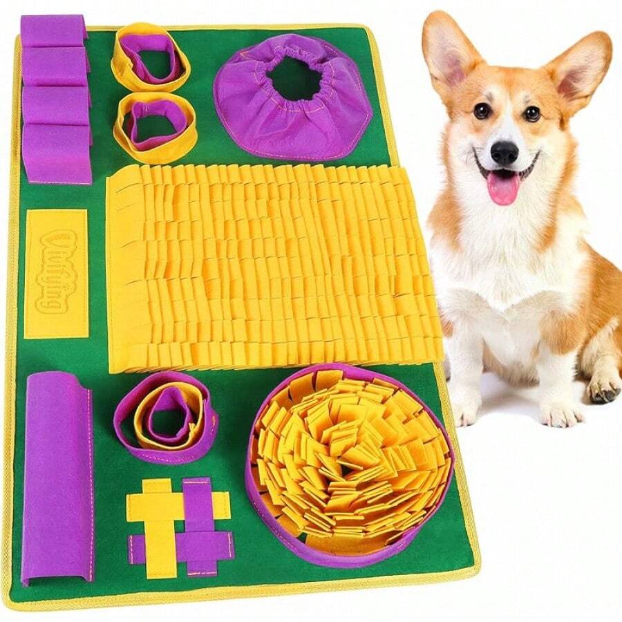 Vivifying Snuffle Dogs, Interactive Dog Puzzle Toy Boredom And Mental Stimulation, Enrichment Feeding Game Sniff Helps Slow Eating And Keep Busy - 黃色 紫色 綠色 - 查看 1