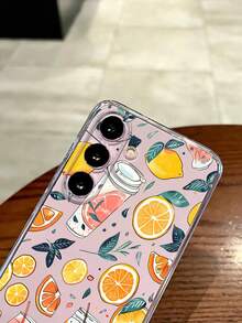 1pc Orange & Beverage Graphic Transparent & Lightweight Phone Case Compatible With Samsung, 16, 13, 15, 15 Pro, 14 Pro, 14 Plus, 7/8 Plus, 11, 12 Pro Max, 13, 14 Pro Max, Samsung S24, S23, S25, Great Gift For Friends And Family Waterproof Shockproof Anti-Fall Scratch Resistant - Clear - View 2