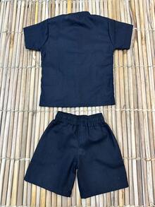 BOYS LINEN SET T-SHIRT AND SHORTS /FASHION/PARTY/OUTING/SUMMER/ - Black - View 7