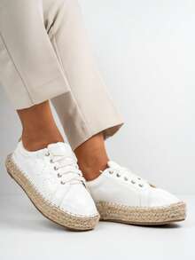 Classic Espadrille Platform Sneakers - White - View 3