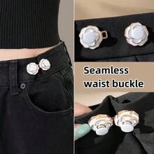 1/2/4 Pairs Camellia/Large Flower Flat Seamless Detachable Button Waist Cincher, Invisible Waist Shaper For Jeans