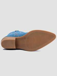 GLOBALWIN Women's Knee High Long Pointed Toe Western Cowboy Boots For Women Fall Boots Halloween Season - 23YY03 牛仔藍 - 查看 3