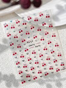 ورقة واحدة من ملصقات الأظافر المثيرة للإعجاب ذات تصميم الكرز ، لاصقة ذاتيًا ، كرز حلو ، عقدة وتصاميم منقوشة للمناسبات ، يمكن التخلص منها ، ديكور أظافر DIY للنساء والفتيات ، مناسب لأظافر الحفلات