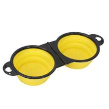 Recipiente de comida y agua plegable y portátil para perros 2 en 1, de silicona, para viajes al aire libre con mascotas