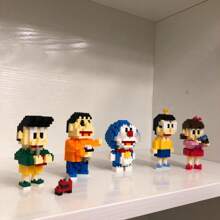 Doraemon Bloques de construcción de micropartículas con figura de Doraemon Nobita de anime, juguete de ensamblaje para niños y niñas, regalo lindo
