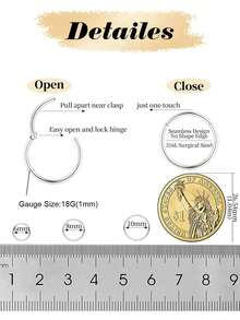 6PCS Dual-Purpose Nose Ring & Earring Set In Gold & Silver, Stainless Steel, 6/8/10mm Sizes - Everyday Versatile Fashion Jewelry Sets For Women, Perfect For Casual Wear And Any Occasion - As Shown In the Figure - View 3