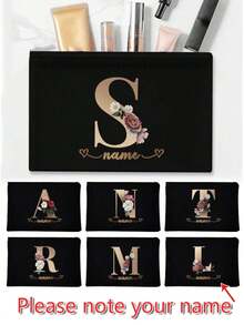 1pc Customized Cosmetic Bag Personal Tailor Lady Makeup Bags Wallet Rose Gold Initials A To Z Custom Name Pattern Toiletry Organizer Pouch Personalized Wedding Party Wash Bag - Multicolor - View 11