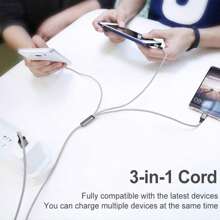Nylon Braided 3-In-1 USB A To Type-C/Micro USB/Lightning Cable, Multi-Functional Fast Charging Data Sync Cord Compatible With IPhone////IPad Etc. Compatible With IPhone, Android, Camera, MP3 Universal Adapter, Charger