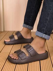 Men's New Soft Sole Slip-On Slippers, Lightweight Open Toe Comfortable Sandals For Indoor, Outdoor, And Beach Wear