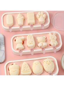 Juego de moldes de paletas de helado con dibujos animados (25cm x 10cm), moldes de silicona para polos, moldes reutilizables para helados, accesorios de playa, utensilios de cocina de verano, menaje de cocina