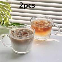 1pc High-Quality Vertical Stripe Handle Glass Cup, Transparent Drinking Glass For Water, Milk, Coffee, Home & Office Use - Multicolor - View 17