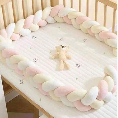 AIBOYING 1件针织麻花婴儿床护栏套，柔软加厚衬垫，保护性婴儿床围，装饰性婴儿房
