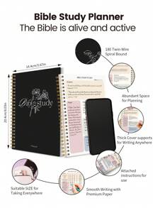 1pc Bible Study Journal Notebook, 52-Week S.O.A.P Method Bible Study Guide, Daily Prayer Journal Church Note Taking Faith Gifts For Women & Men, Office School Supplies Friends Gift Back To School Supplies