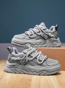 Zapatillas casuales de verano para hombres, diseño especial, de suela gruesa, transpirables, versátiles, con diseño atlético y deportivo, suela gruesa, aumentan la altura, duraderas, livianas, estilo retro robusto, para gimnasio