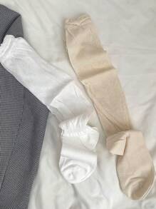 3 Pairs Women's Colorblock Crew Socks, Fashion Versatile Soft Comfortable Everyday Mid-Calf Socks