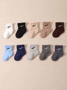 10 Pairs/Set Baby/Toddler Random Candy Color Casual Elastic Mid-Calf Socks, Summer