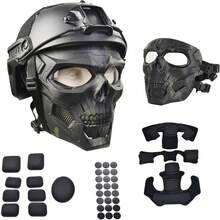 Local Shipping-Mask Dual Mode Wearing Design Adjustable Strap Tactical Mask Protective Full Face Clear Goggle Skull