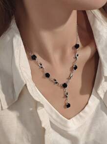 Conjunto de 4 peças de colar, pulseira e brincos vintage com design de folhas e flores de liga, presente e uso diário