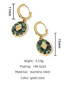 LOS PENDIENTES ANTAARA Pendientes de acero de titanio con piedra natural de pino, que no se desvanecen, de moda exclusiva, con un alto sentido de lujo ligero