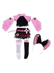 1pc 30cm Doll Outfit Six-Piece OB11 Y2K Style Fashion Set, School Uniform Clothing (Clothes Only). Good Meaning. (Note: Some Small Accessories On The Clothes May Be Randomly Included, But The Style Will Be The Same.) - Multicolor - View 6
