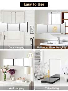 3 Way Mirror For Self Hair Cutting,360 Haircuts Mirror Men For Barber Use Tools,To See Back Of Head,Tri Fold Mirror With Portable Height Adjustable Telescoping Hooks Gifts Birthday Graduation Back To School
